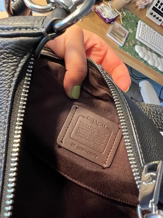 Coach Black Pebbled Leather Crescent Shoulder Bag with Silver Hardware - Picture 3 of 3